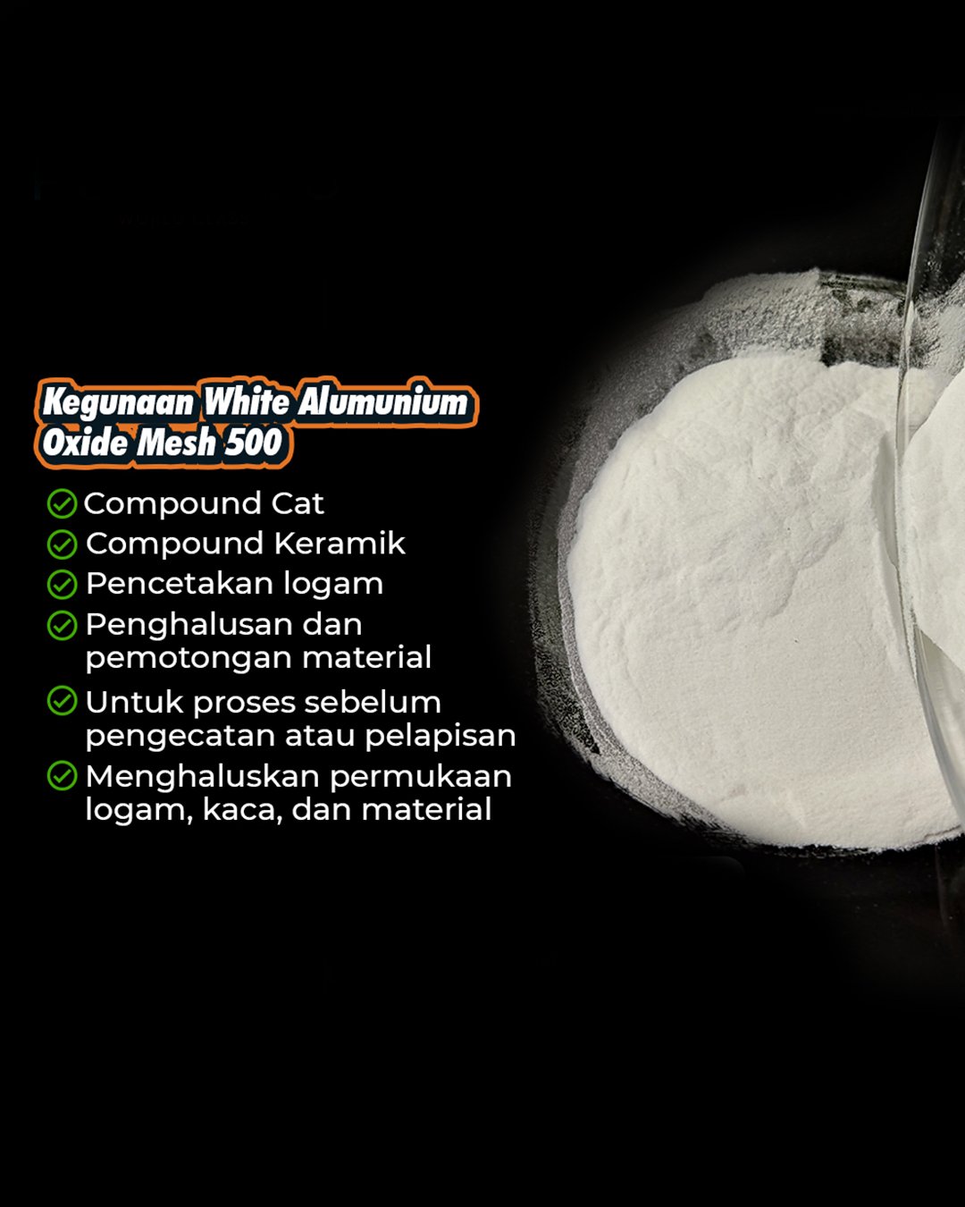 WHITE ALUMINIUM OXIDE MESH 500 SANDBLASTING PURFEQU - Gambar 4