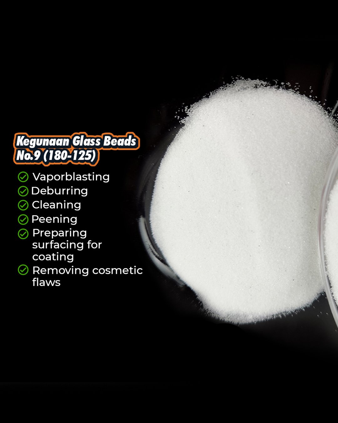 GLASS BEADS NO 9 MICRONSIZE 180-125 VAPOURBLASTING - Gambar 3