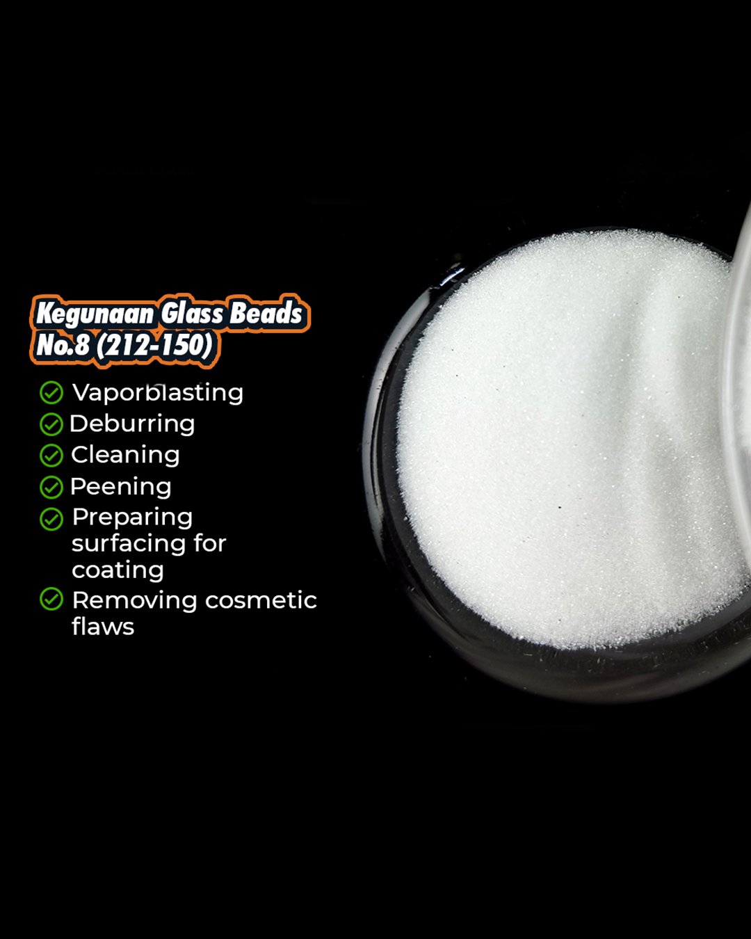 GLASS BEADS MICRONSIZE 5MM - 6MM SANDBLASTING PURFEQU - Gambar 3