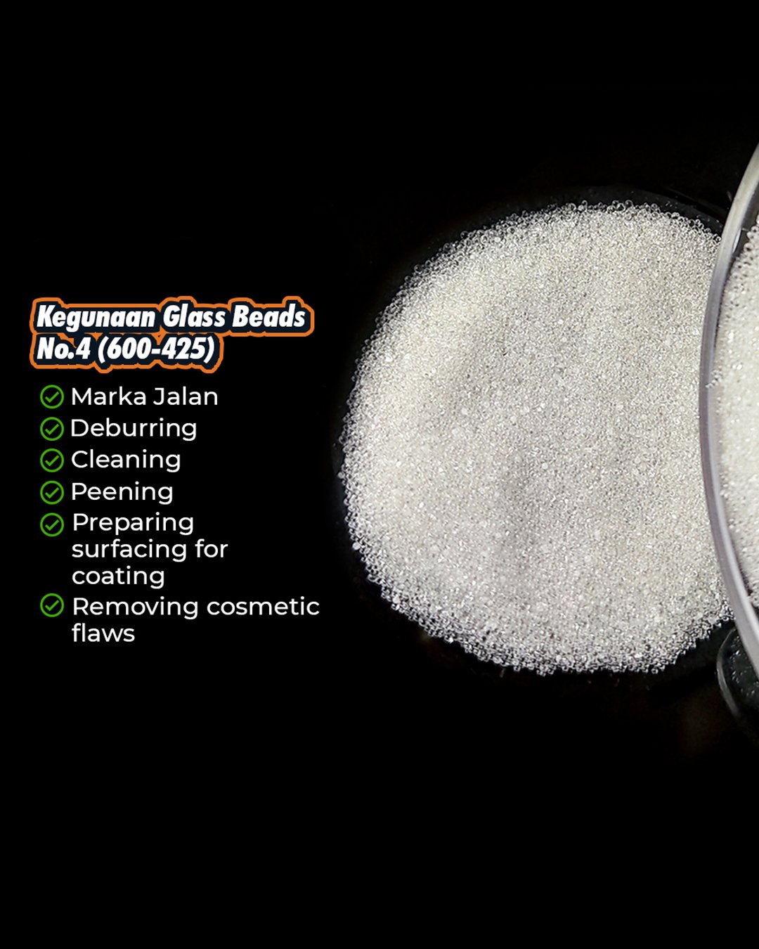 GLASS BEADS NO 4 MICRONSIZE 600-425 SANDBLASTING - Gambar 3