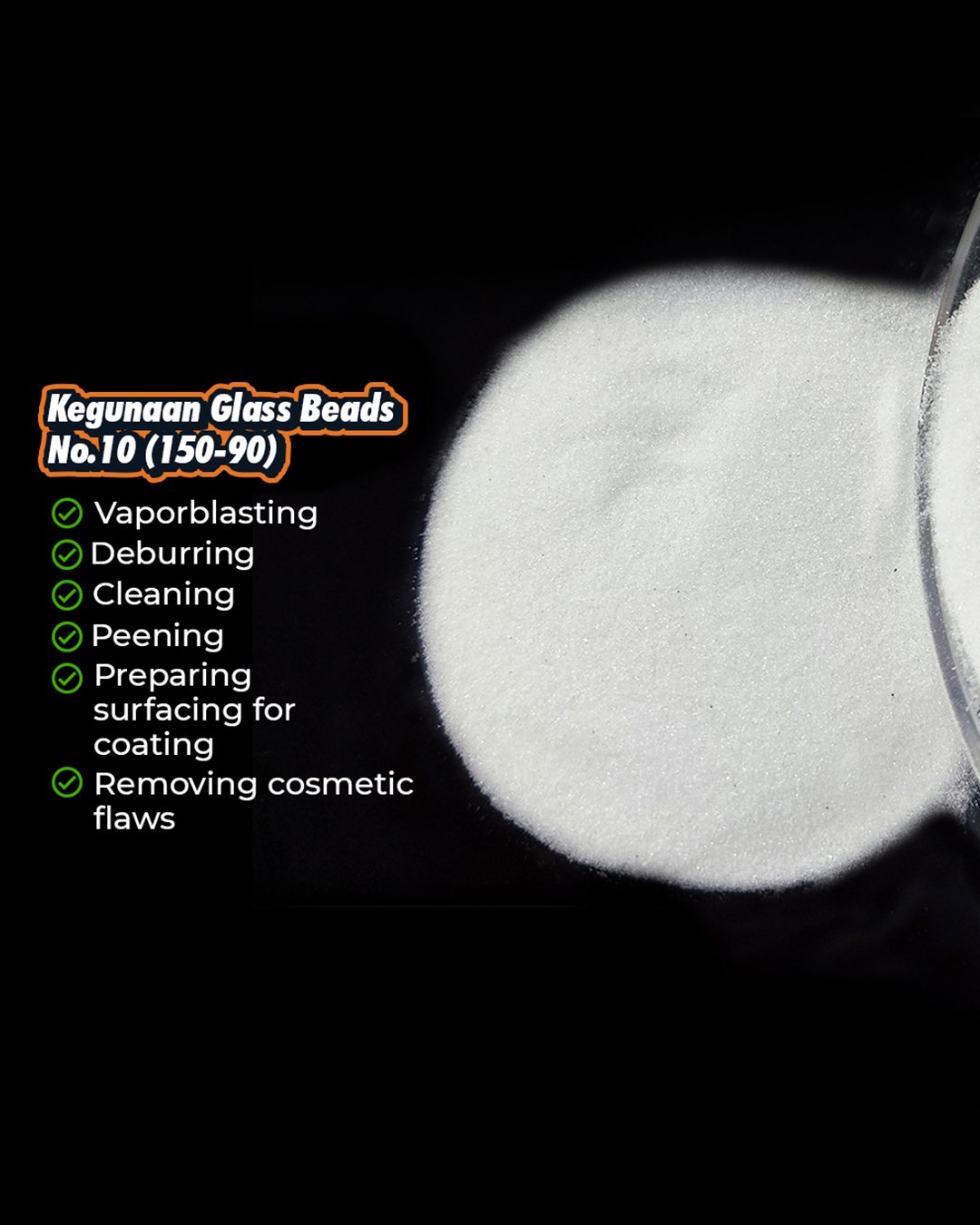 GLASS BEADS No.10 MICRONSIZE 150-90 VAPOURBLASTING - Gambar 4