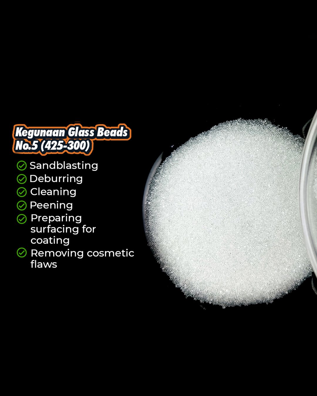 GLASS BEADS NO. 5 MICRONSIZE 425-300 VAPOURBLASTING - Gambar 2