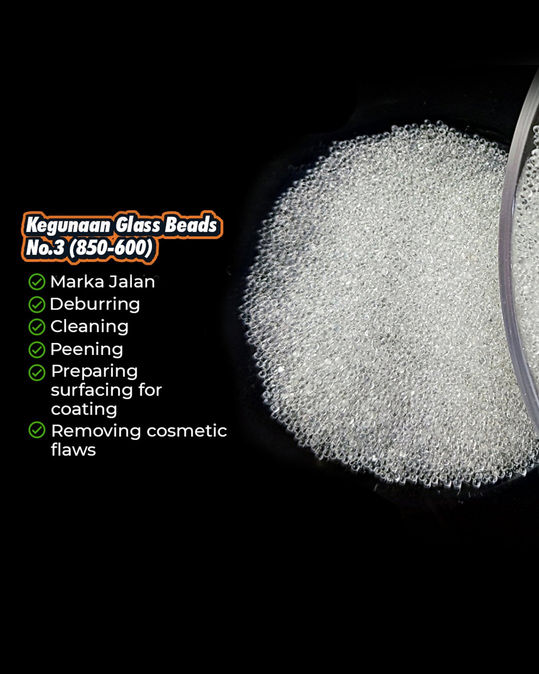GLASS BEADS NO. 6 MICRONSIZE 300 - 212 VAPOURBLASTING - Gambar 5